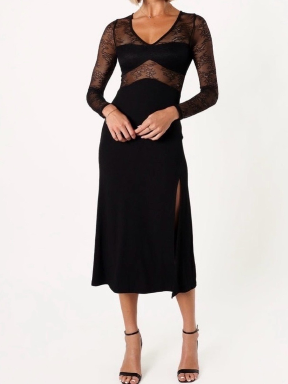 Petal & Pup Black Lace-Detail Dress